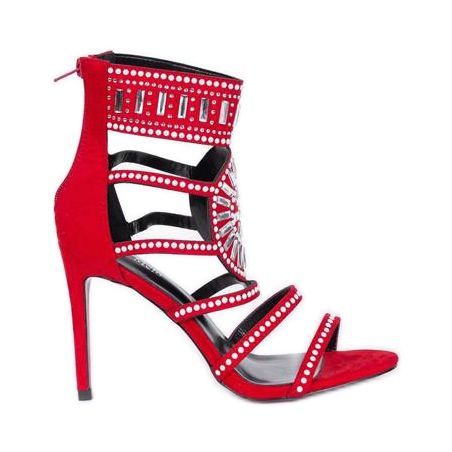 Sandalias rojas de Tisha blanco rojo