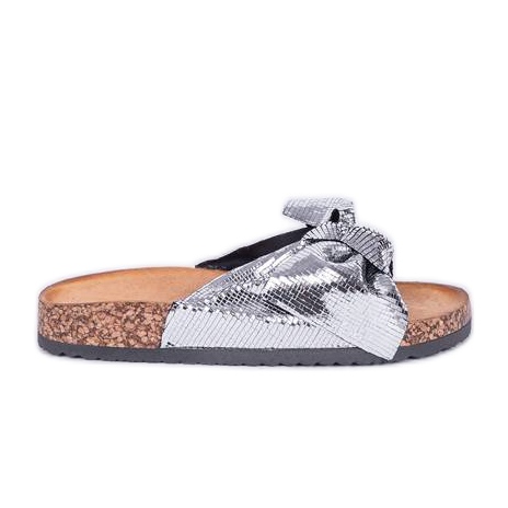 Pantuflas Cher plateadas brillantes plata