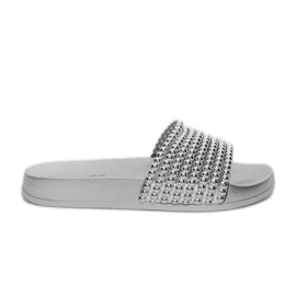Pantuflas plateadas con cuentas Jennya de goma plata