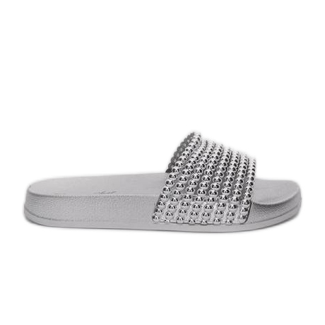 Pantuflas plateadas con cuentas Jennya de goma plata