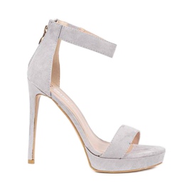 Sandalias grises de tacón alto Be My Baby rosado