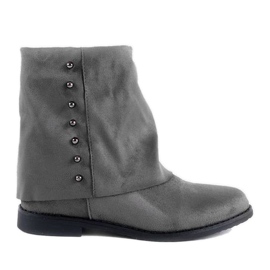 Botas grises en el tacón de cuña Lana cubierto