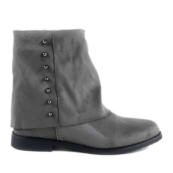 Botas grises en el tacón de cuña Lana cubierto