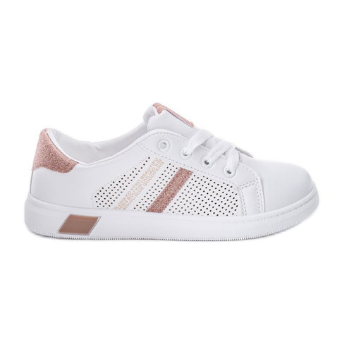 Zapatillas blancas con purpurina rosa de Betsy blanco rosado