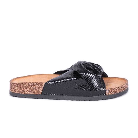Pantuflas Cher negro brillante