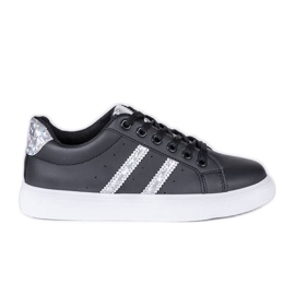 Zapatillas negras con adornos de Abbie negro plata