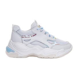 Zapatillas blancas con suela gruesa de Big Fun blanco azul