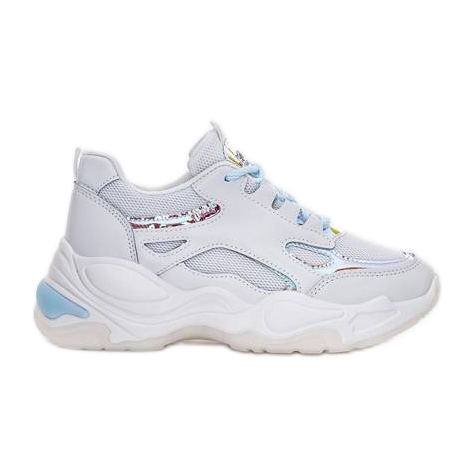 Zapatillas blancas con suela gruesa de Big Fun blanco azul