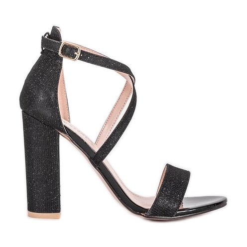 Sandalias negras en un poste Silver Dust negro