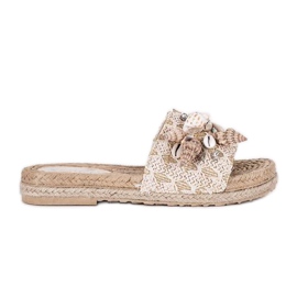 Chanclas Cream Sea Side con conchas beige