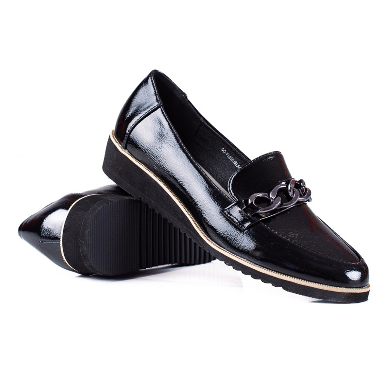 Goodin Mocasines ligeros con cadena dorada negro