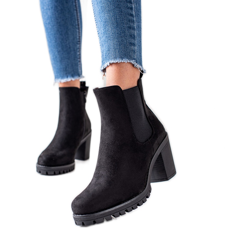 Seastar Botas clásicas de tacón alto negro
