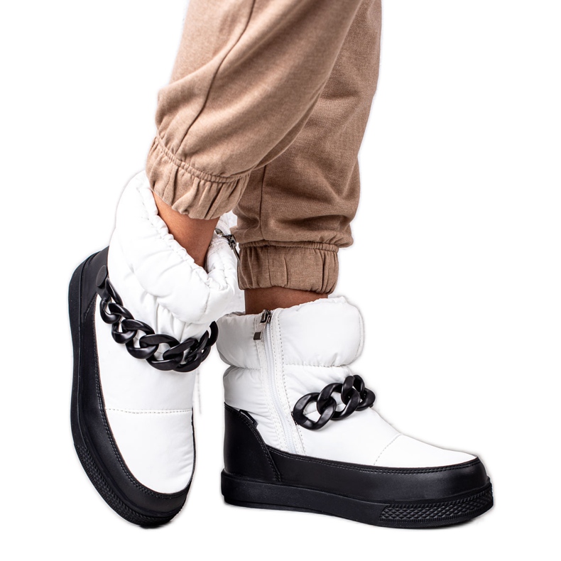 S. BARSKI Botas de nieve con cadena S.BARSKI blanco negro S. BARSKI Botas de nieve con cadena S.BARSKI blanco negro