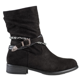 Anesia Paris Botas de ante con rayas decorativas negro