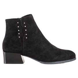 Sergio Leone Botines de ante con circonita cúbica negro