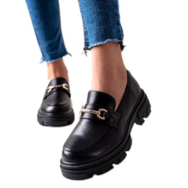 Diamantique Mocasines de piel ecológica negro
