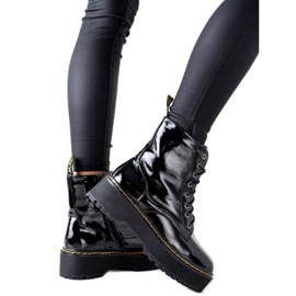 Goodin Botines lacados en la plataforma negro