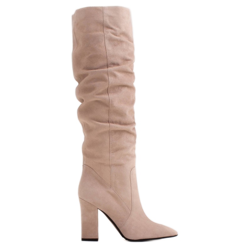 Marco Shoes Botas altas beis plisadas de ante natural beige