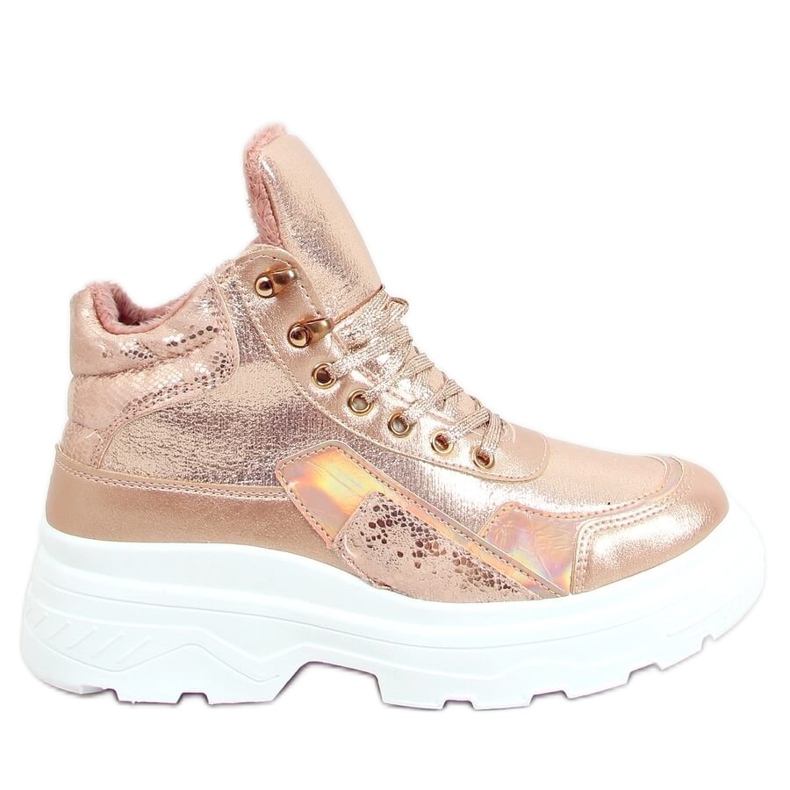 Champagne FA-3355 Calzado deportivo Champagne con traje interior rosado dorado