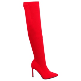Botas altas calcetín rojo con stilettos AT-0656-L Rojo