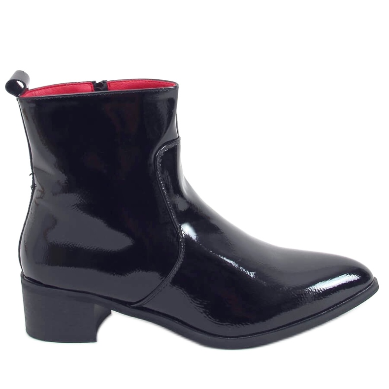 Botines de tacón bajo lacados negros F5790
