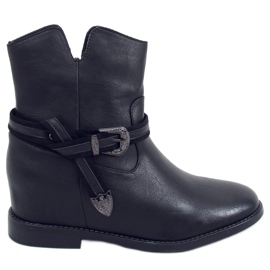 Botas negras con tacón de cuña oculto HQ239 Negro