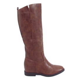 Botas marrones HQ243 Camel con cuña oculta marrón Botas marrones HQ243 Camel con cuña oculta marrón