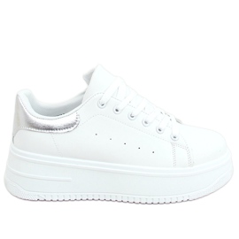 Zapatillas de mujer blancas T0YD8240-5 BLANCO / PLATA