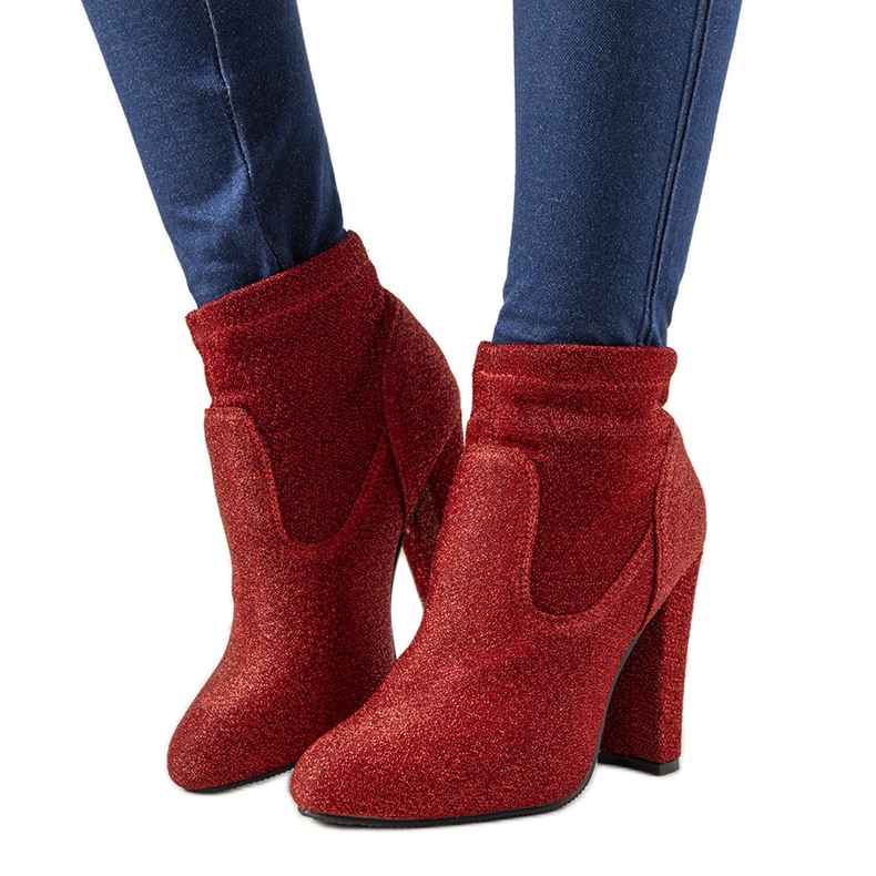 BM Botines rojos brillantes en el poste Birgit