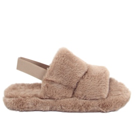 Pantuflas mujer piel beige oscuro N-92 marrón