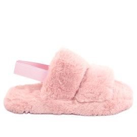 Pantuflas de piel para mujer, rosa sucio N-92 Pink
