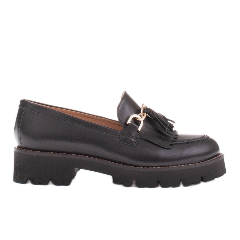 Marco Shoes Mocasines con cadena de oro sobre suela ligera negro