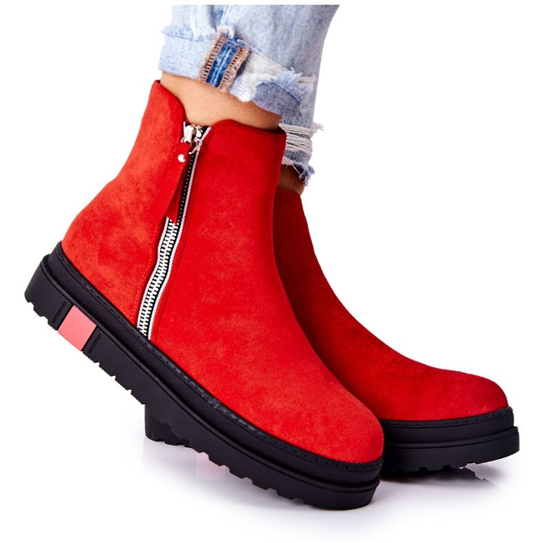PS1 Botines de ante botas Jodhpur en la plataforma roja Nessa rojo