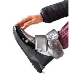 S. BARSKI Botas de nieve con pelo de S.BARSKI negro plata