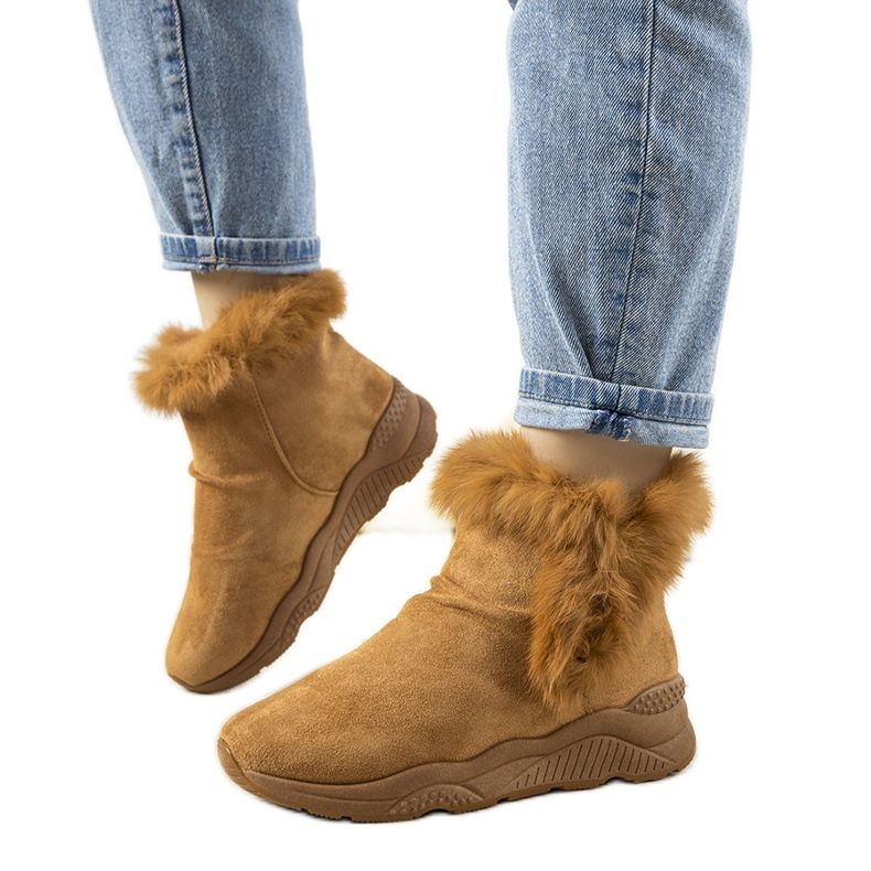 Botas de nieve camel madrigal con pelo marrón Botas de nieve camel madrigal con pelo marrón