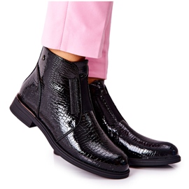 Botas Lacadas De Tacón Alto Sergio Leone BT400 Negro