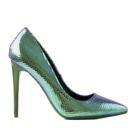 Tacones azules iridiscentes de Audrey
