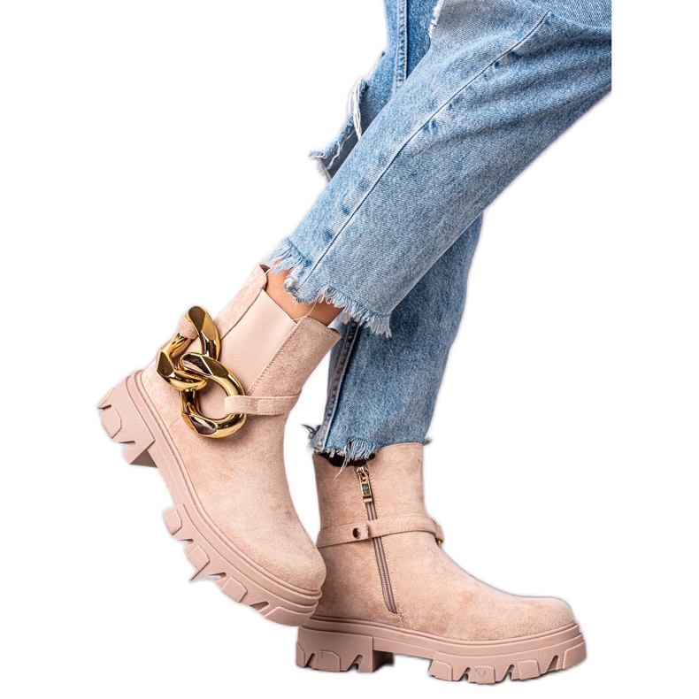 S. BARSKI Botas de ante en la plataforma S.BARSKI beige