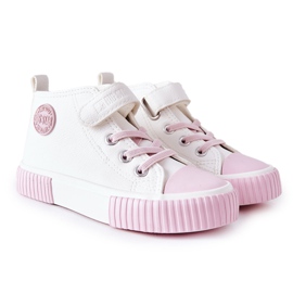 Zapatillas Altas Infantiles Con Velcro Big Star II374014 Blanco rosado