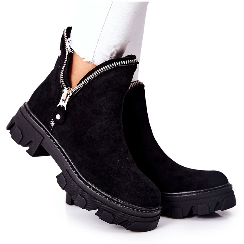 FI1 Botines de ante negro Rhythm para mujer con recortes