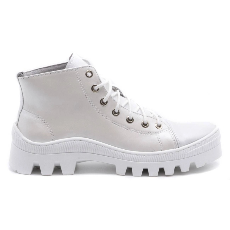 Polbut Botas de mujer de piel D1 blanco con parte inferior blanca