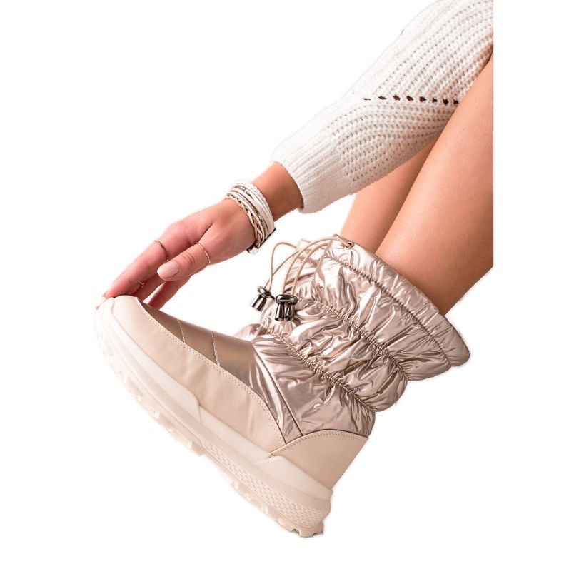 TRENDI Botas de nieve doradas de moda dorado