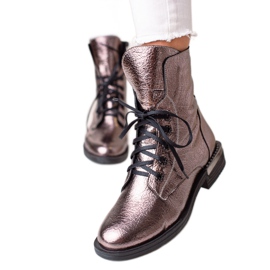 W. Potocki Botines Potocki elegantes con cordones rosado