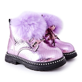 PA1 Botas de Abrigo Infantil Con Piel Violeta Rosea