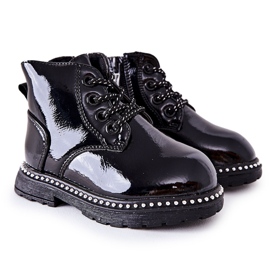 PA1 Bota Infantil Piel Lacada Negro Maris