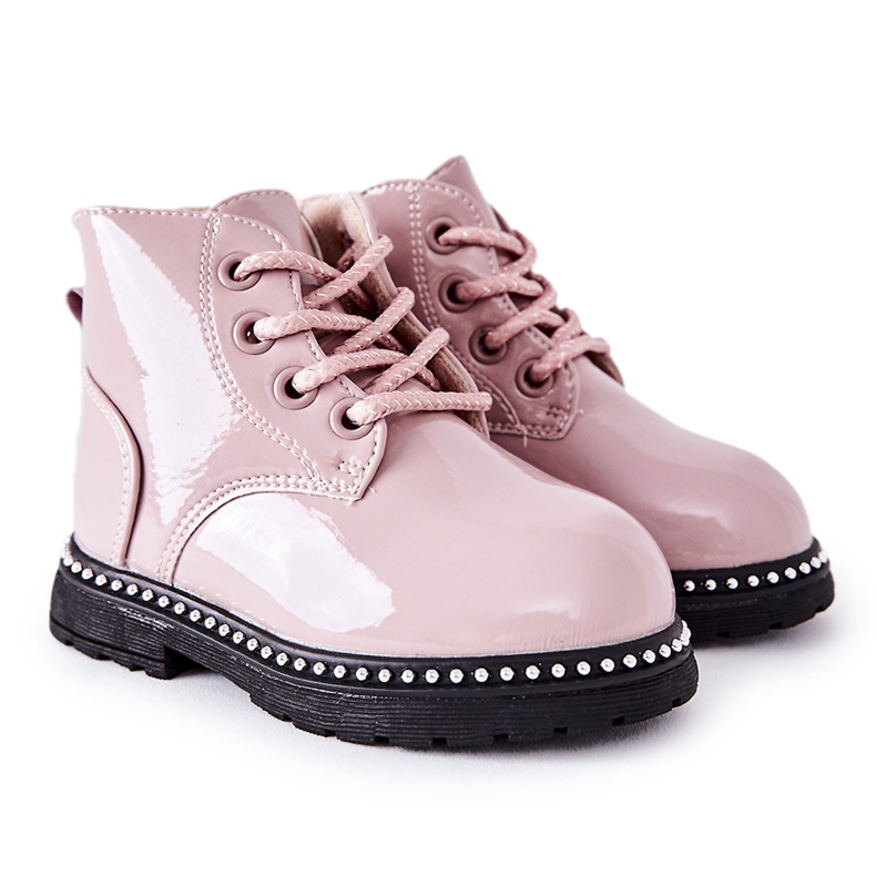 PA1 Bota Infantil Piel Lacada Rosa Maris rosado