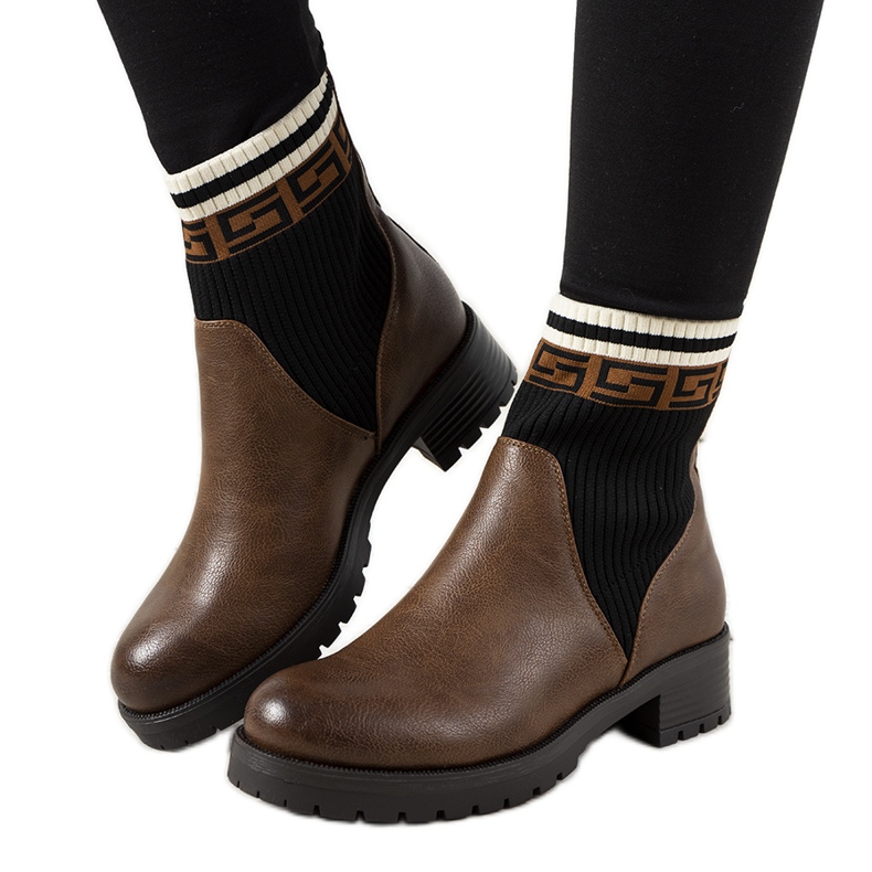 Botas marrones con parte superior de calcetín Tamez marrón negro