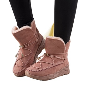 Botas para la nieve de canalé Pink Carrera rosado