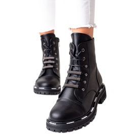 Botas de cuero con estilo de ARTIKER Trappers negro