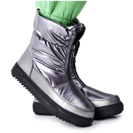 S.Barski Botas de nieve cálidas monile grises para mujer plata